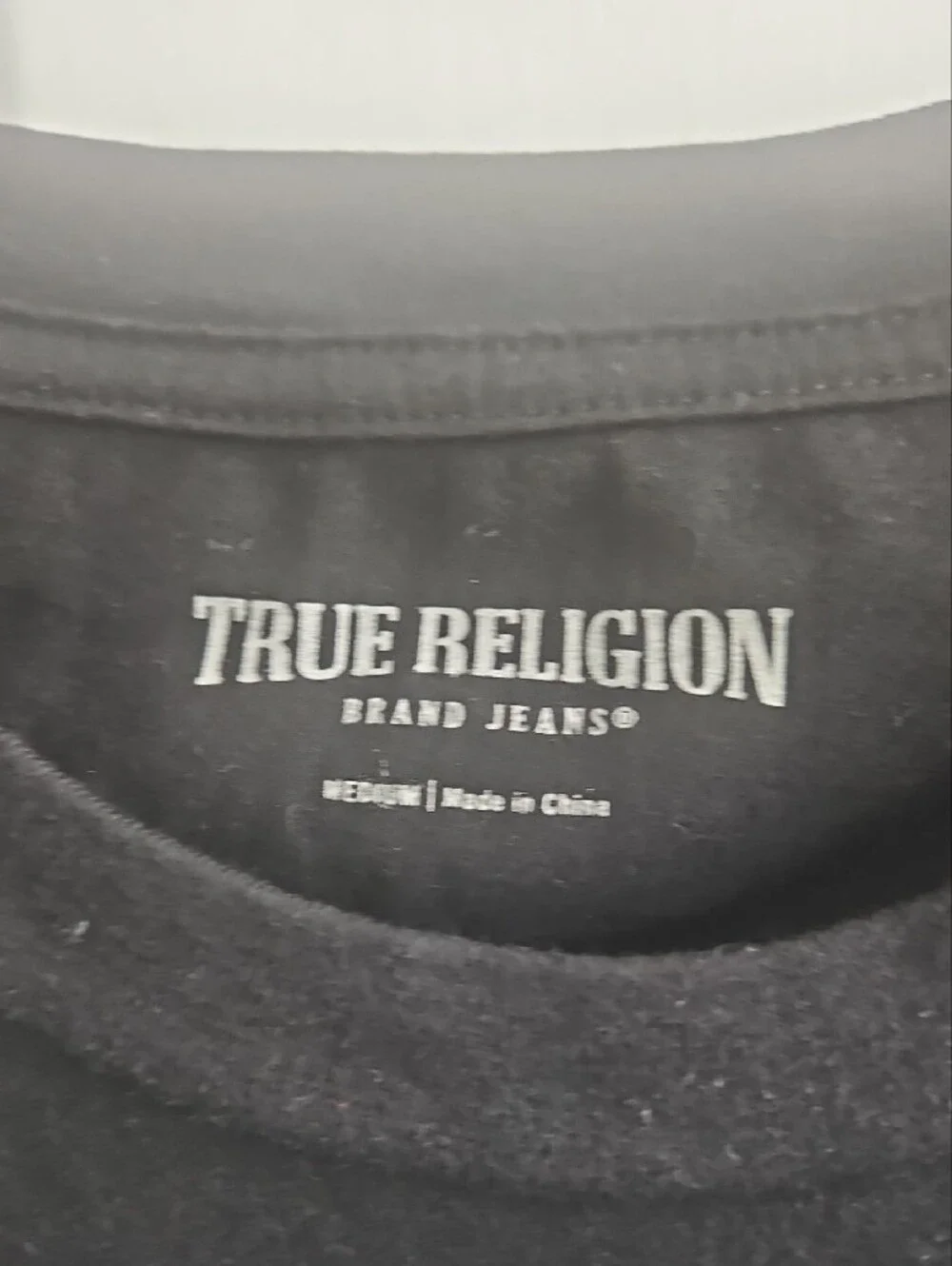 True Religion Black Tee with White Logo Graphic